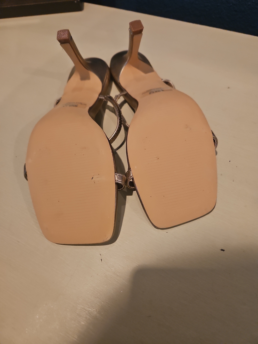 NWOB dv by Dolce Vita Metallic Rose Gold Strappy Heeled Square Toe Sandals - Picture 5 of 6